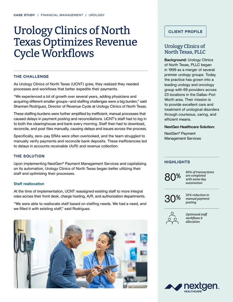 Urology Clinics of North Texas Revenue Cycle Optimization