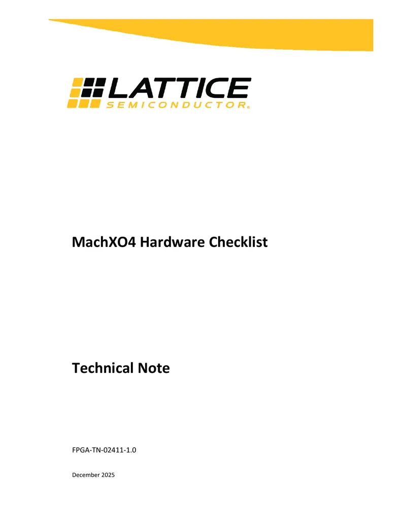 MachXO4 Hardware Checklist Technical Note