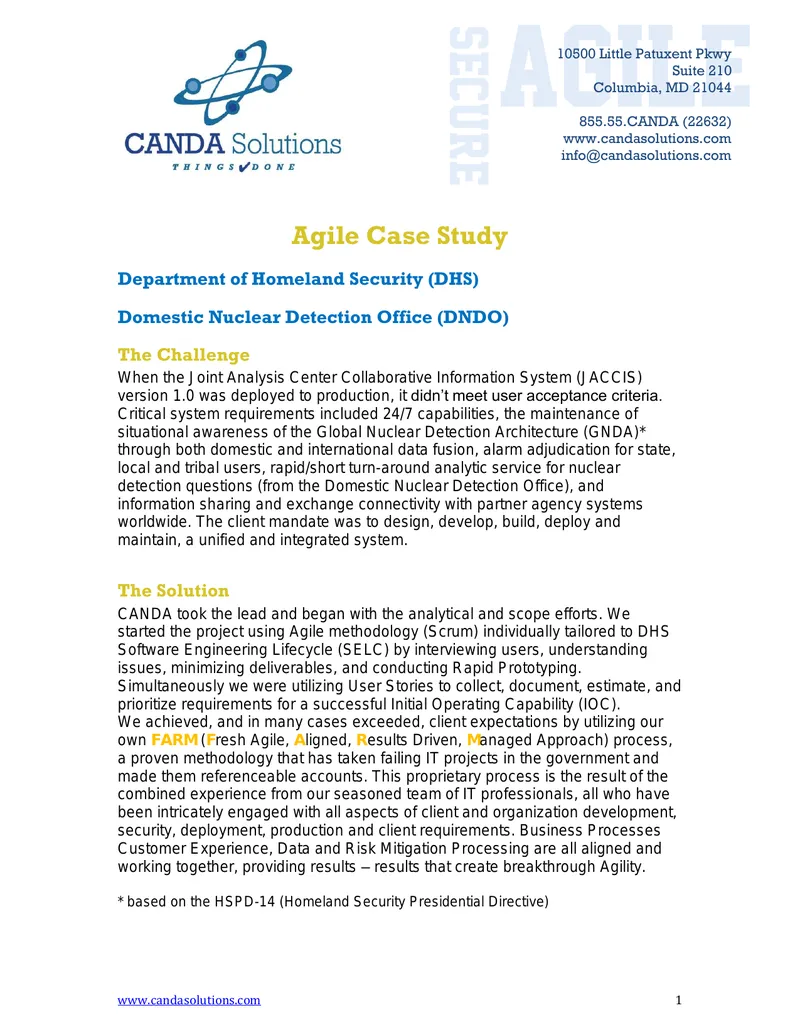 Agile Methodology Implementation for DHS Project