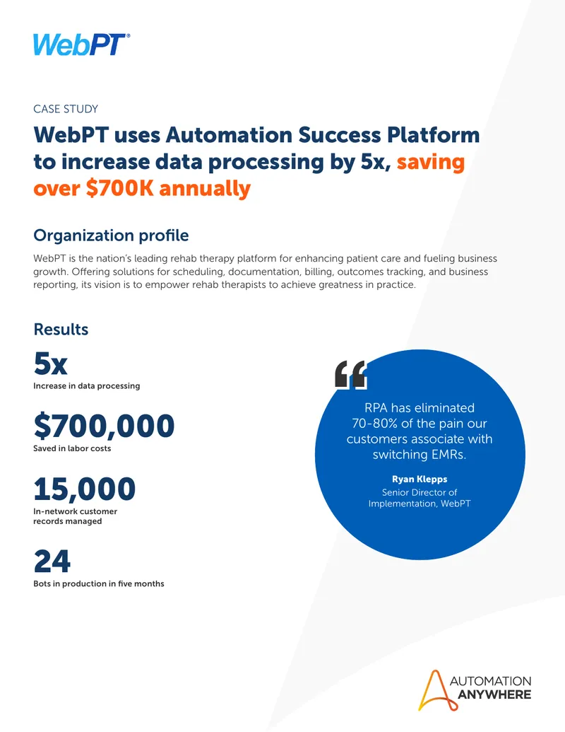 WebPT Case Study on Automation Success Platform