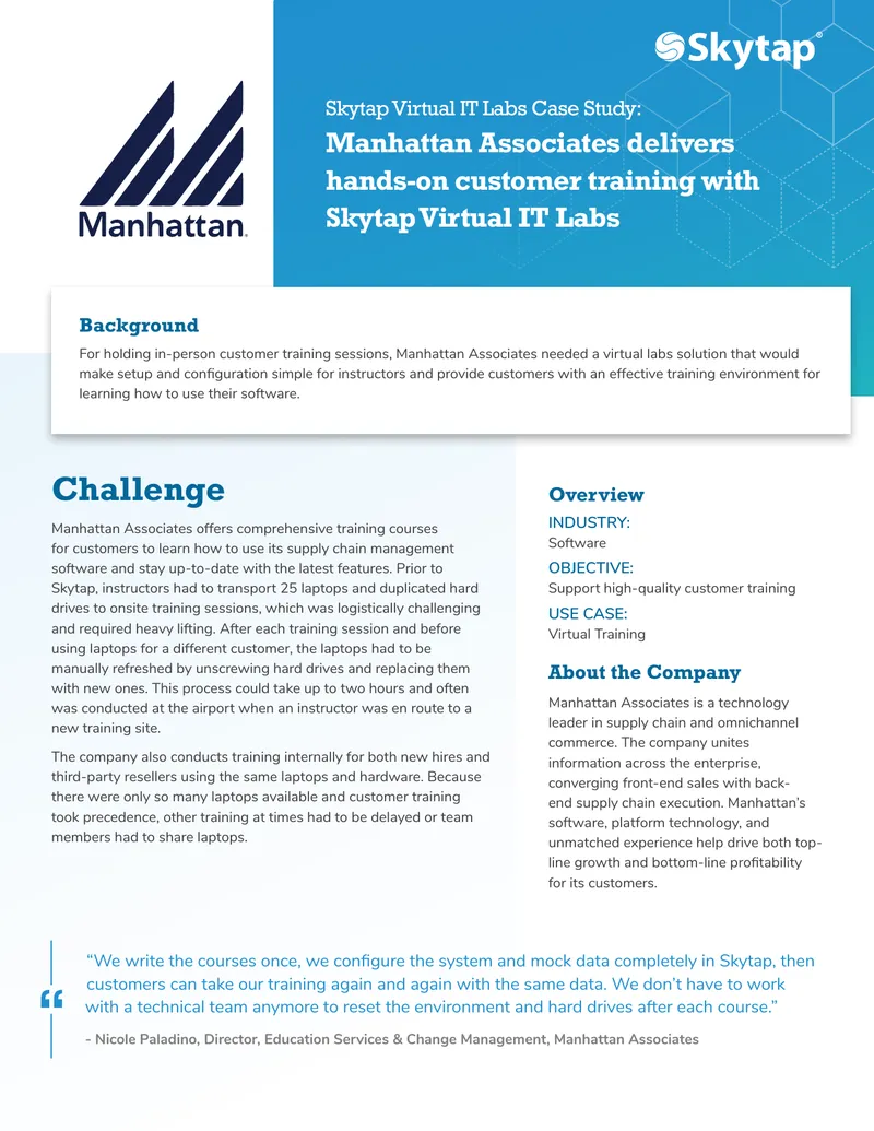 Manhattan Associates Skytap Virtual IT Labs Case Study