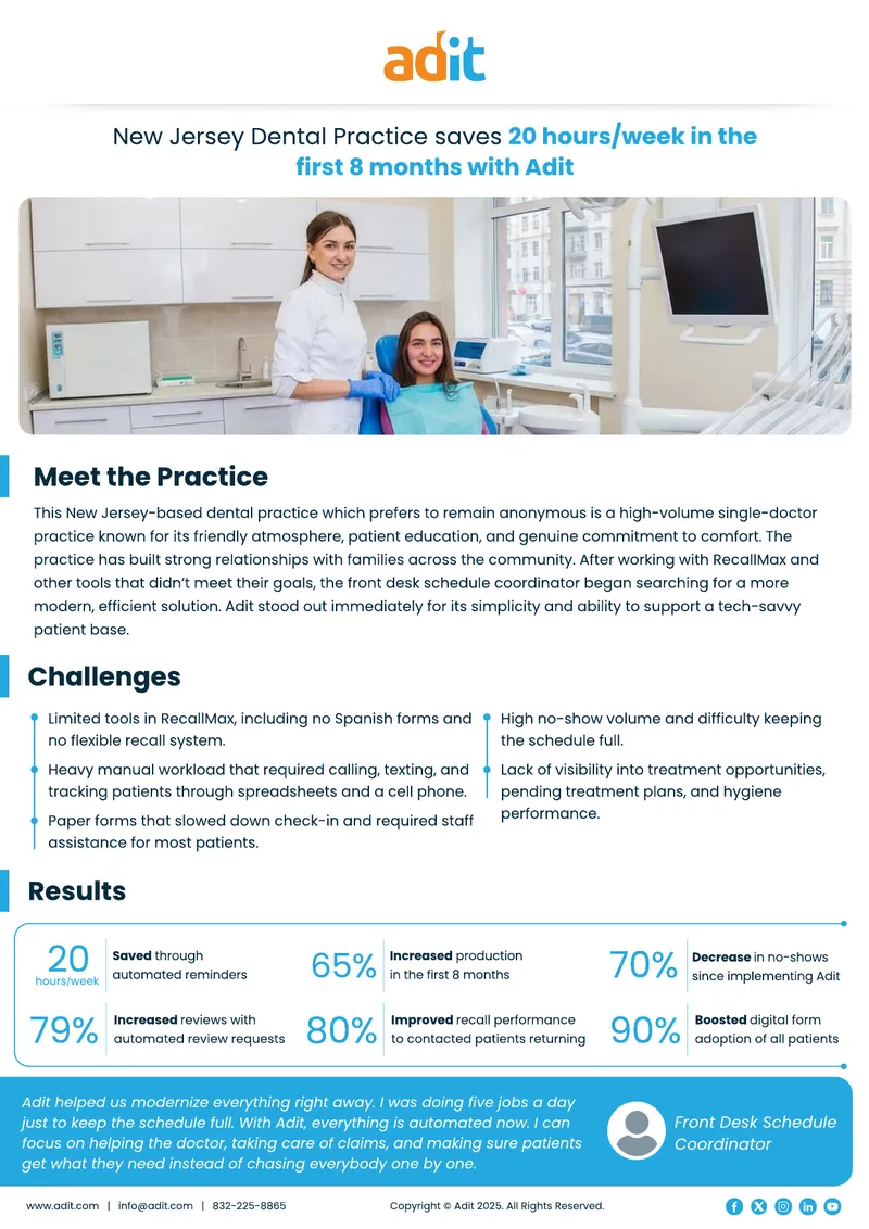 New Jersey Dental Practice Efficiency Improvement Case Study