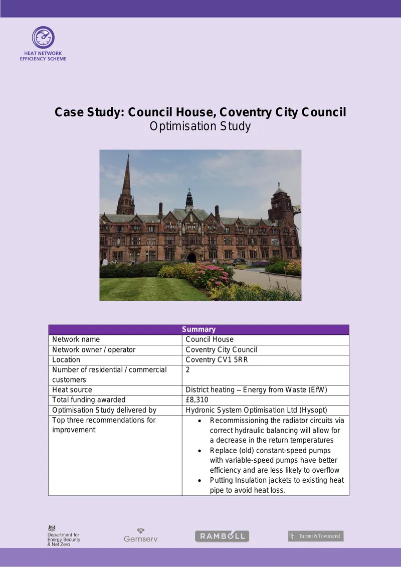 Council House Heat Network Optimisation Study