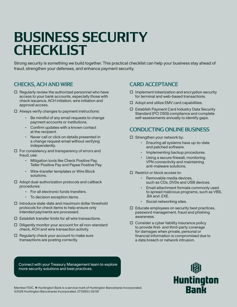Business Security Checklist for Payment Safety