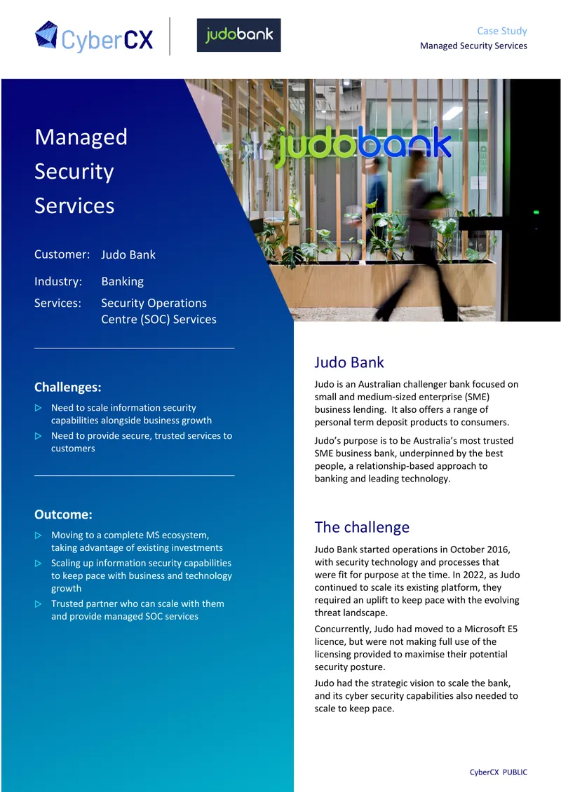 Judo Bank Cyber Security Partnership Case Study