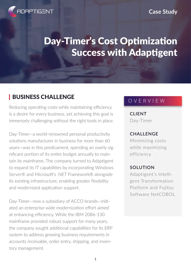Day-Timer's Cost Optimization Success with Adaptigent