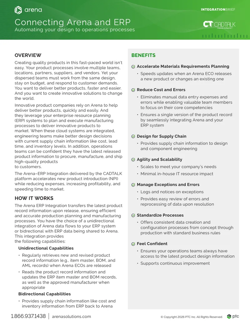 Arena and ERP Integration Brief