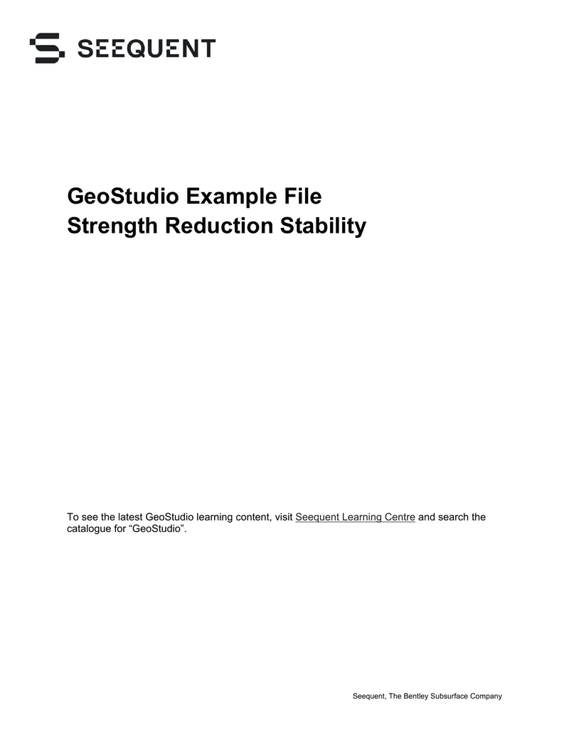 GeoStudio Strength Reduction Stability Analysis Example