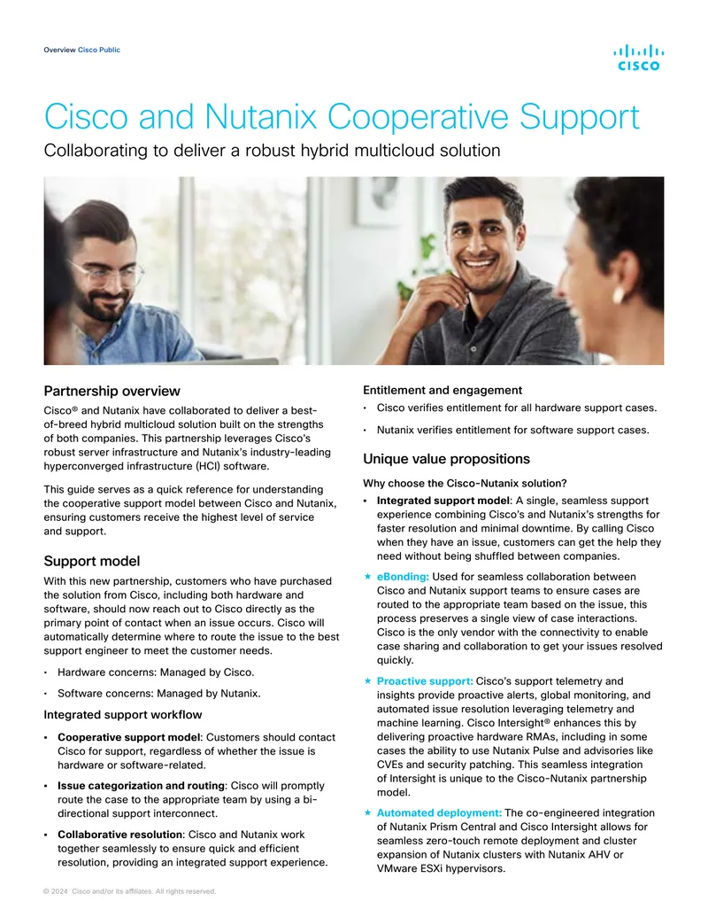 Cisco and Nutanix Cooperative Support Model Guide