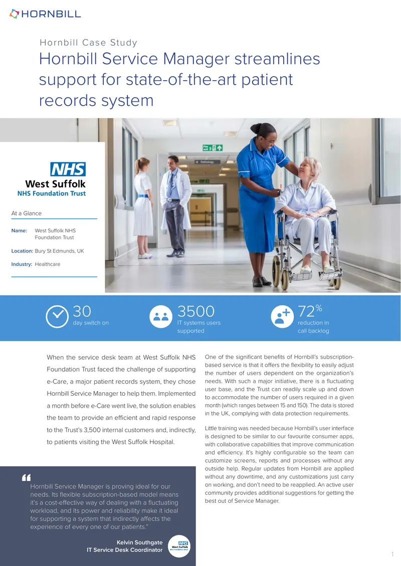 Hornbill Service Manager Implementation Case Study