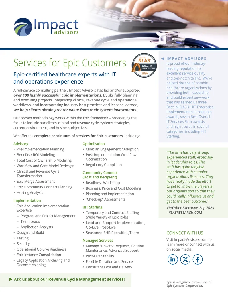 Consulting Services for Epic Healthcare Implementations