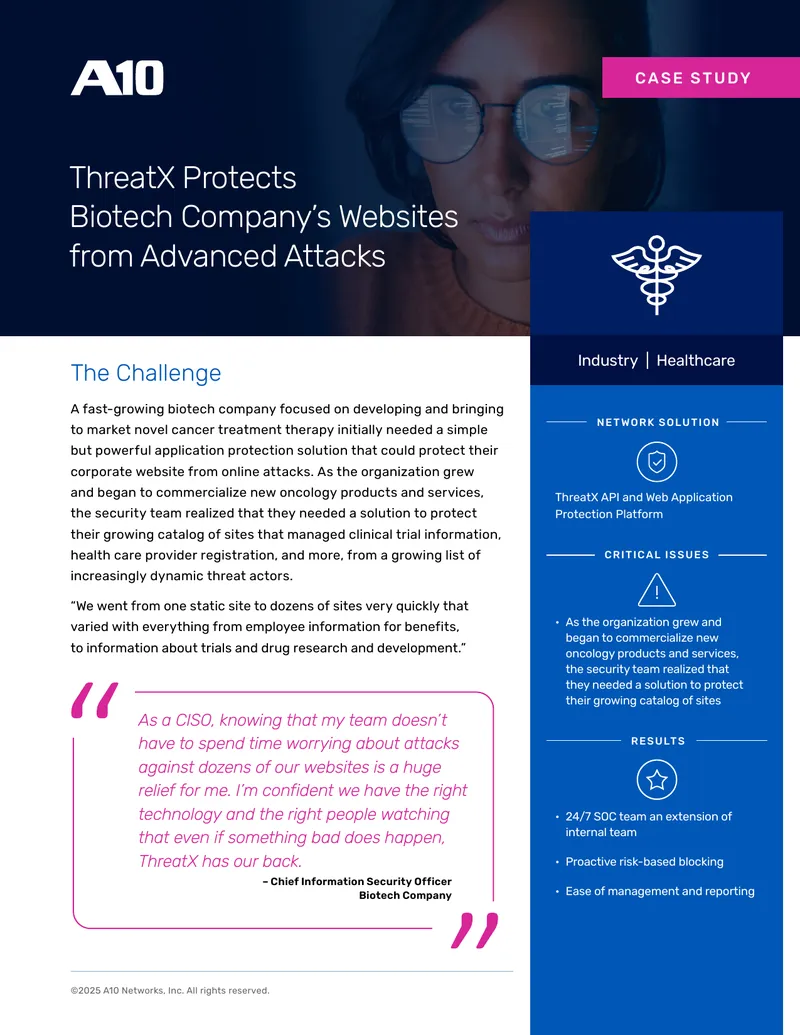 ThreatX Application Protection for Biotech Company