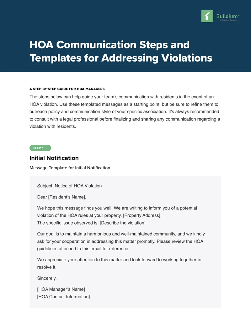 HOA Communication Steps and Templates for Violations