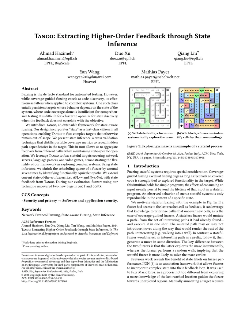 Tango Framework for State-Aware Fuzzing