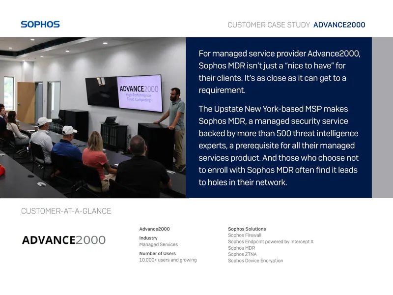 Advance2000 Customer Case Study on Sophos MDR