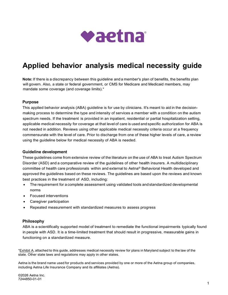 Applied Behavior Analysis Medical Necessity Guide