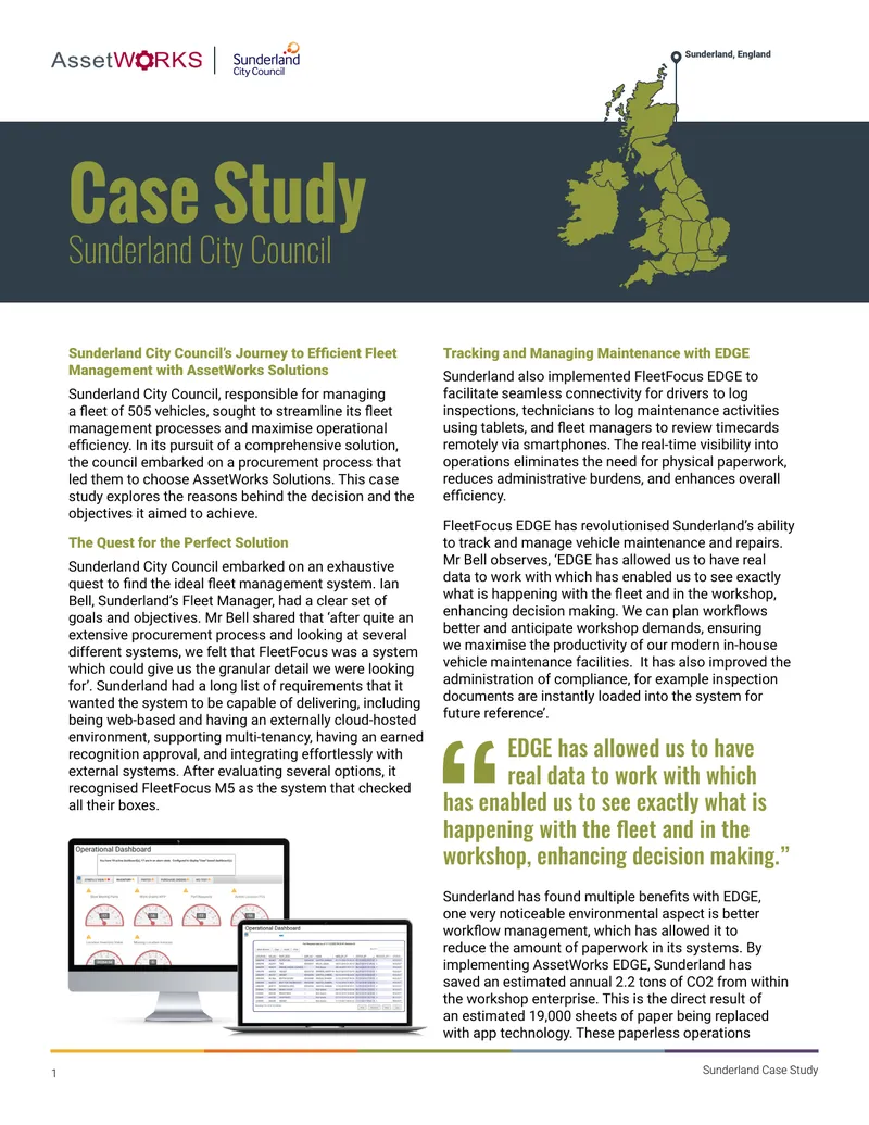 Sunderland City Council Fleet Management Case Study