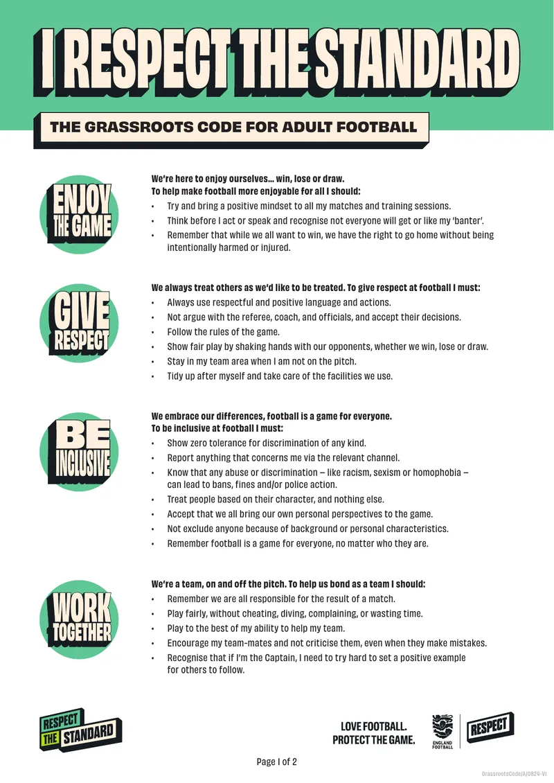 Grassroots Code for Adult Football