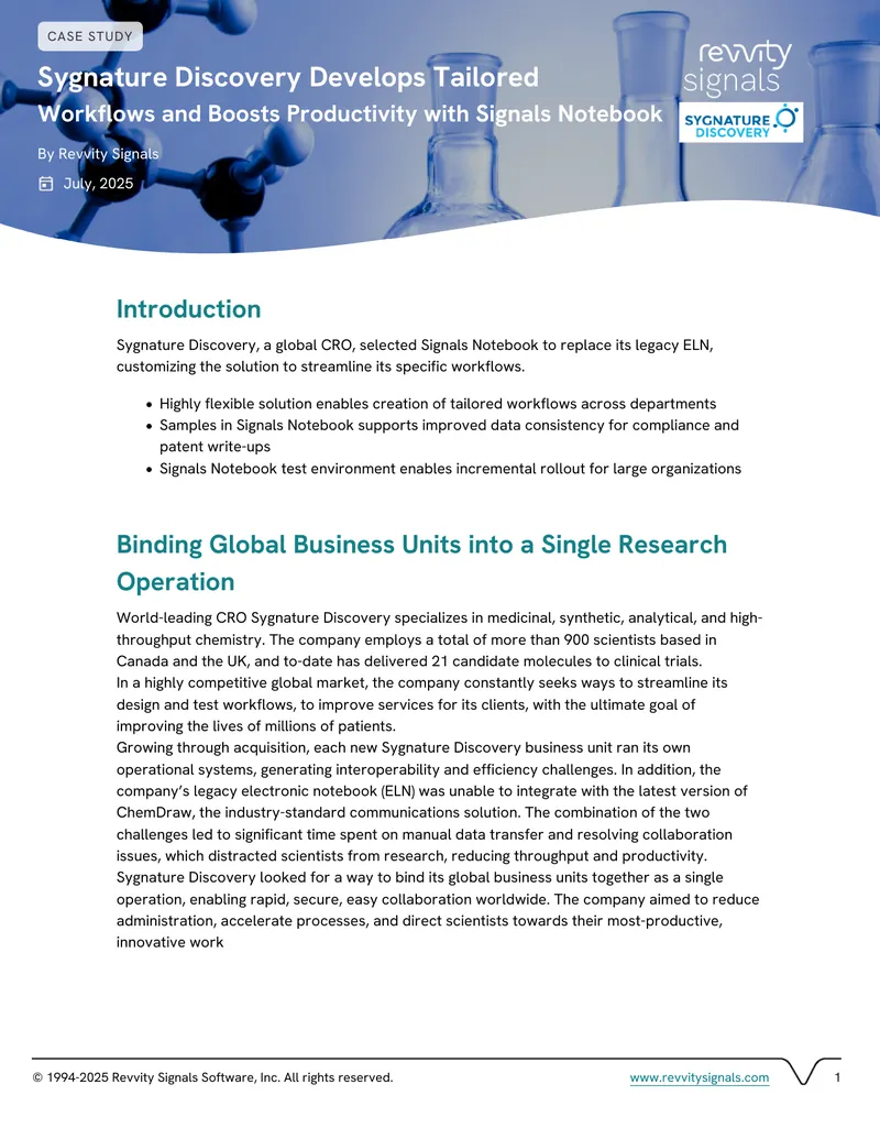 Sygnature Discovery Implements Signals Notebook for Research