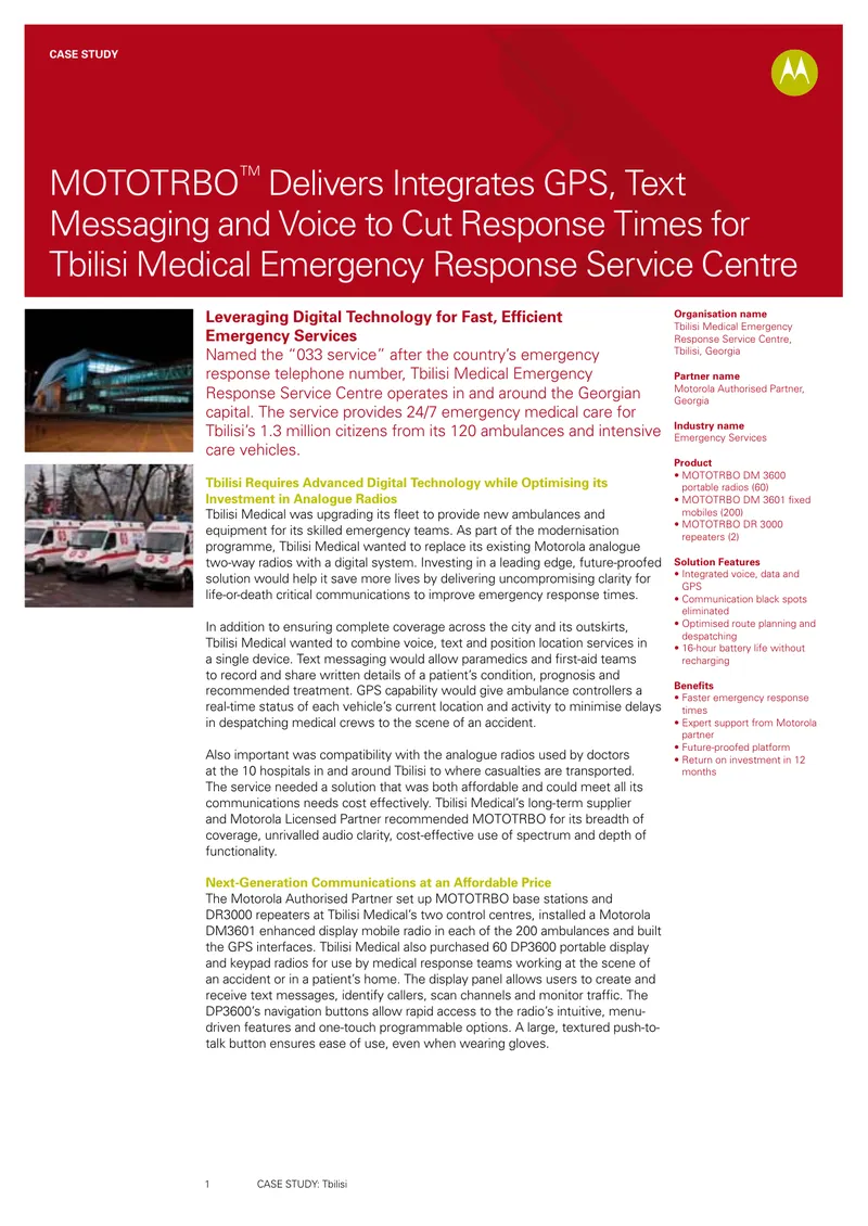 MOTOTRBO Integration for Emergency Response Services