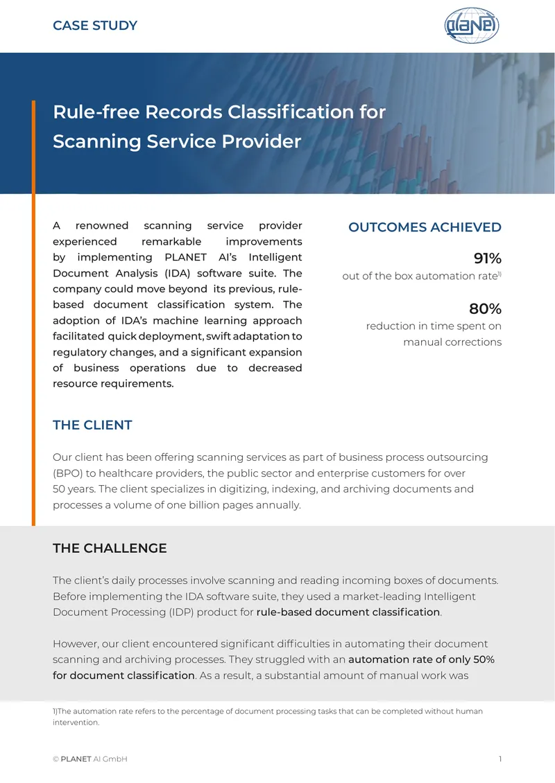 Records Classification for Scanning Service Provider