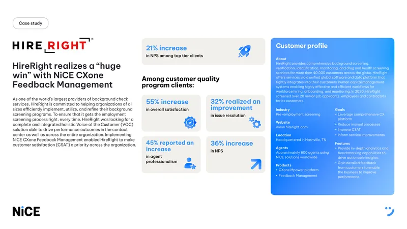 HireRight Case Study on NiCE CXone Feedback Management