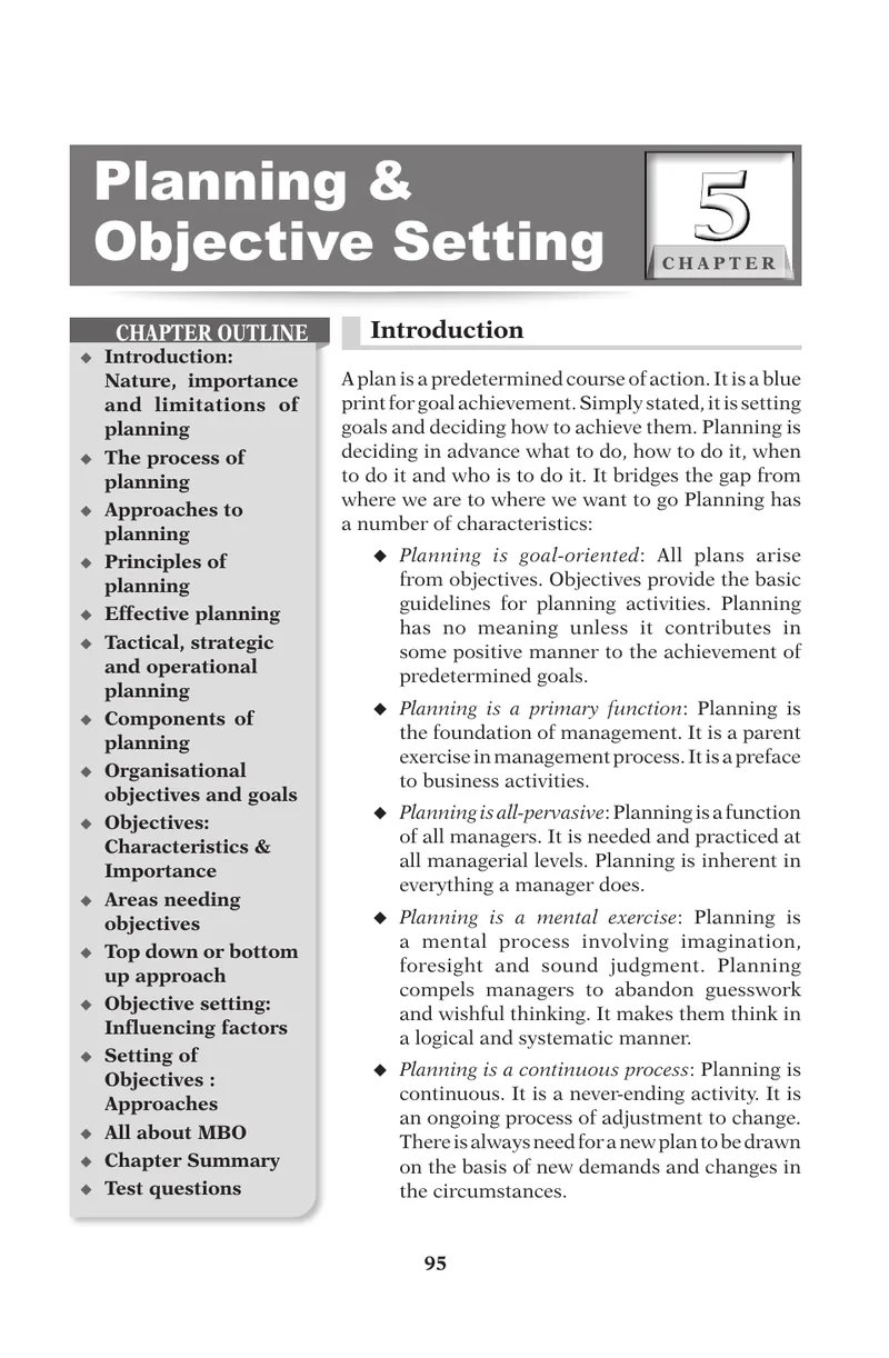 Characteristics and Importance of Planning