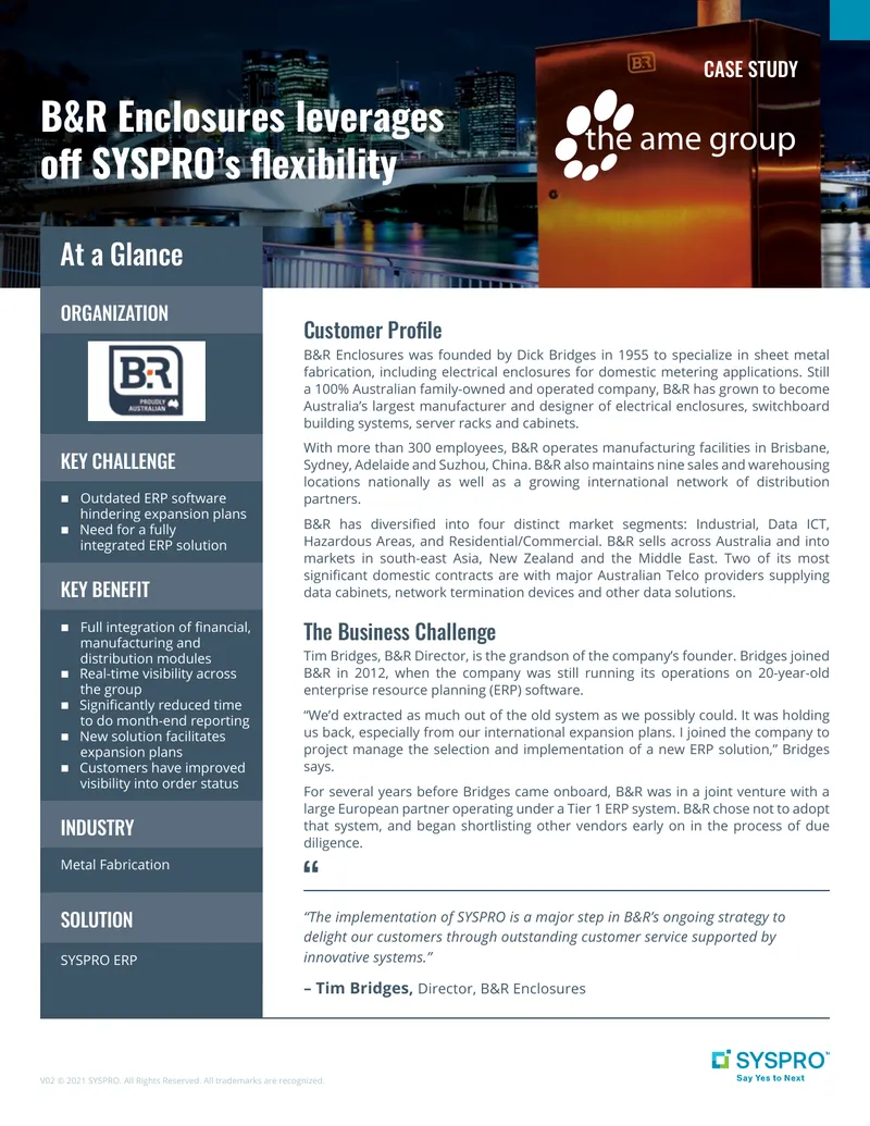 B&R Enclosures SYSPRO ERP Implementation Case Study