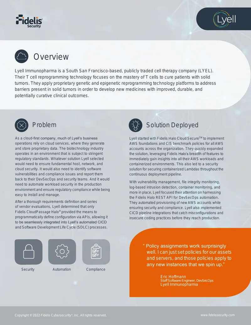 Lyell Immunopharma Cloud Security Implementation