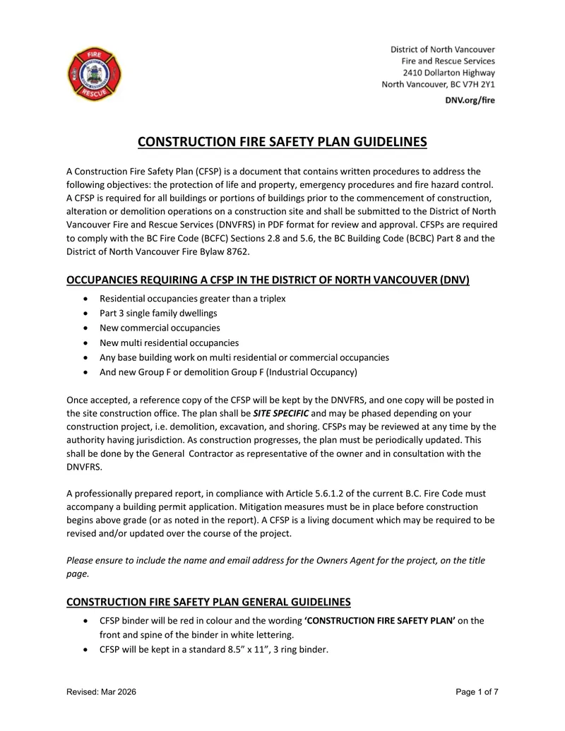 Construction Fire Safety Plan Guidelines preview page 1