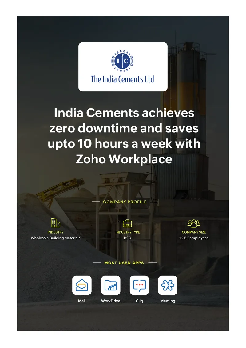India Cements Migration to Zoho Workplace Case Study