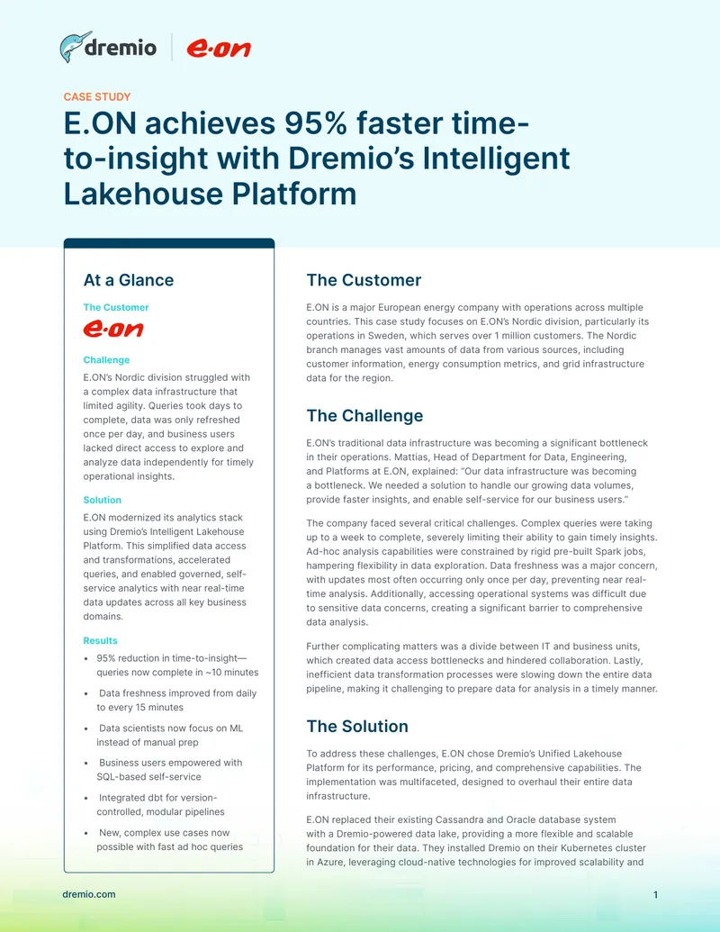 E.ON Nordic Division Data Infrastructure Case Study