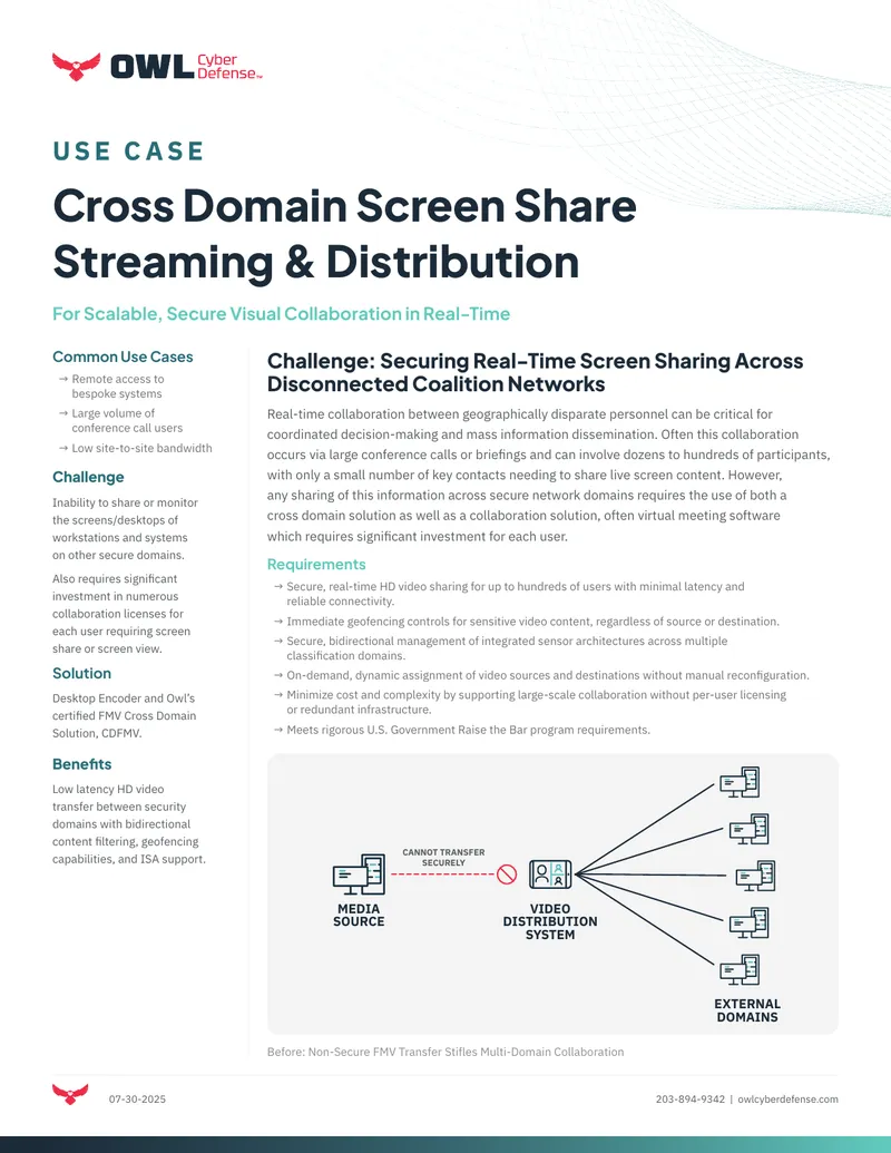 Cross Domain Screen Sharing and Distribution Solution