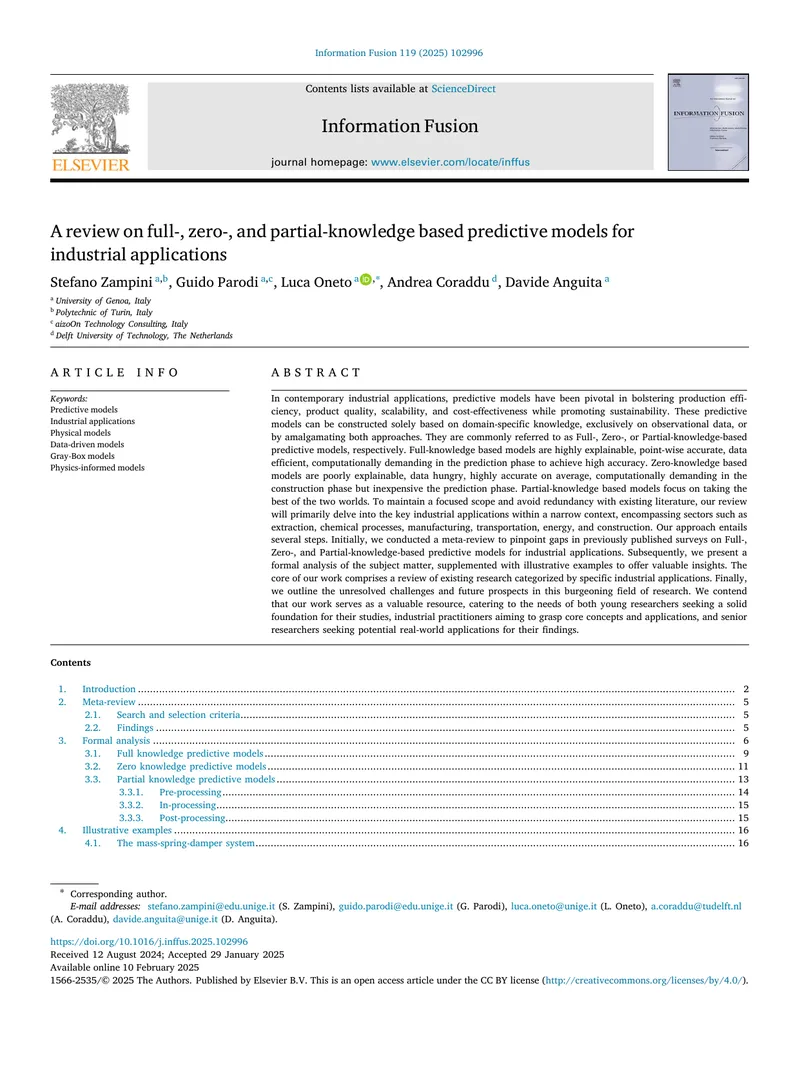 Predictive Models for Industrial Applications