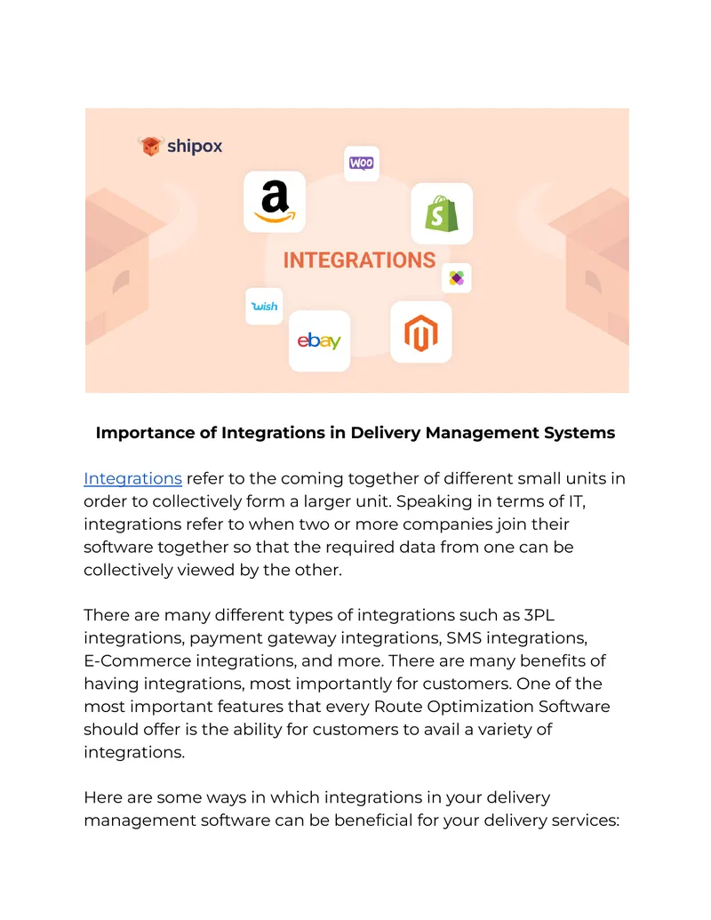 Importance of Integrations in Delivery Management Systems