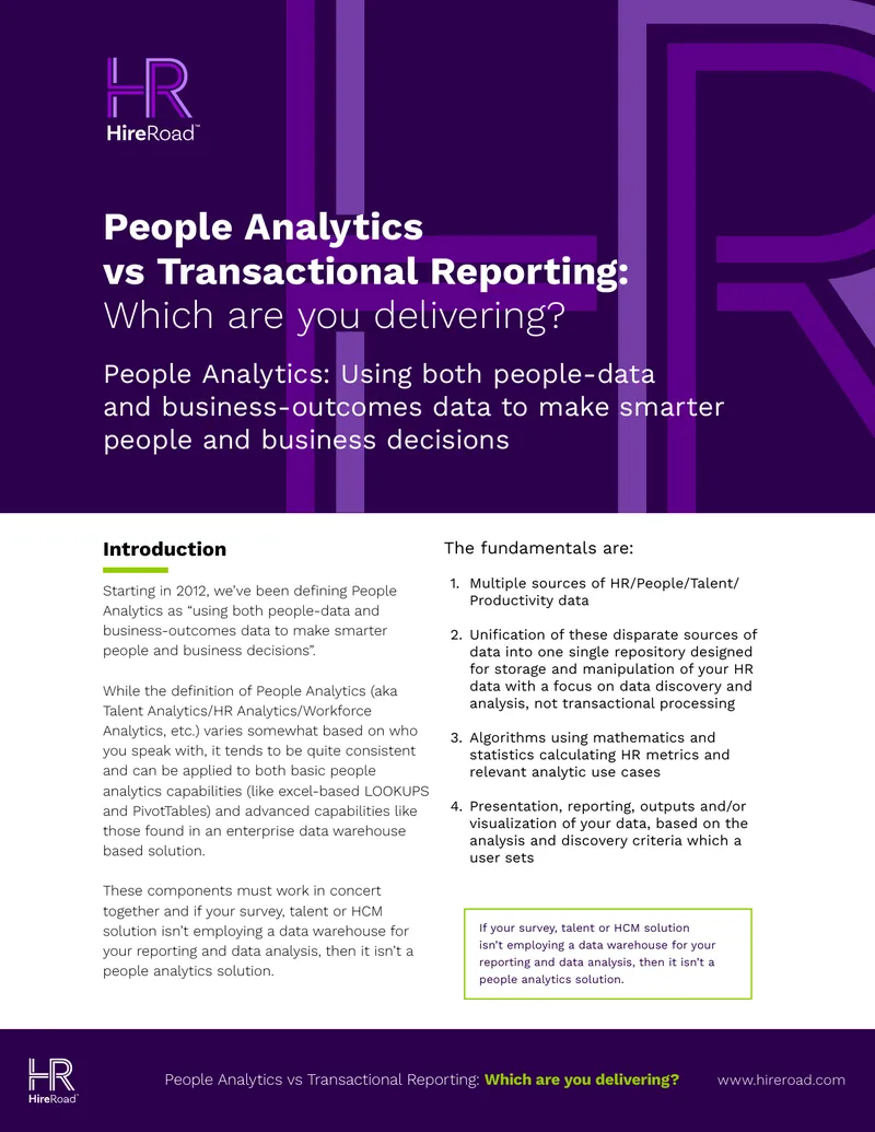 People Analytics and Transactional Reporting Comparison