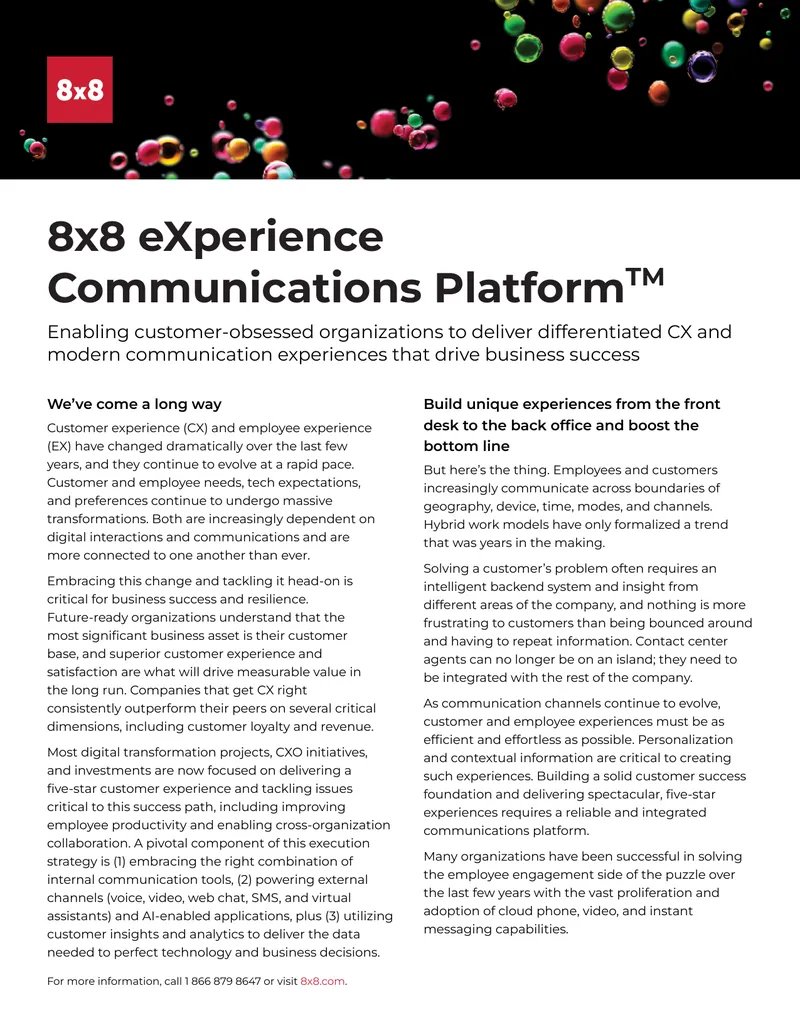 8x8 eXperience Communications Platform Overview