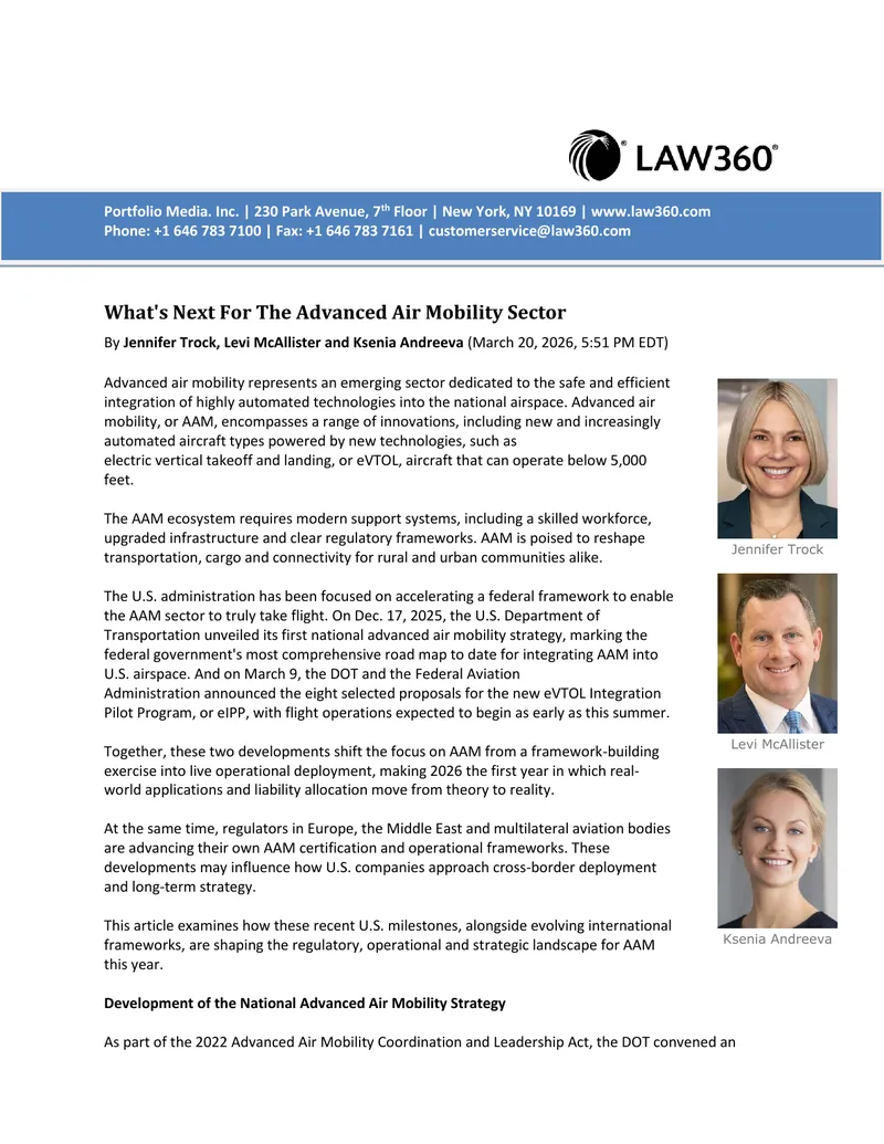 Advanced Air Mobility Sector Developments