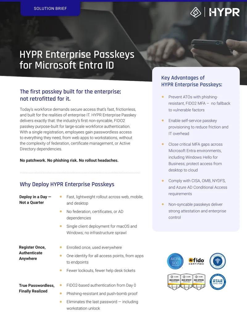 HYPR Enterprise Passkeys Deployment Overview