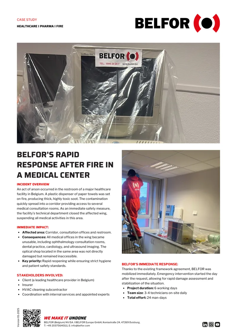 BELFOR Response to Fire Incident in Healthcare Facility
