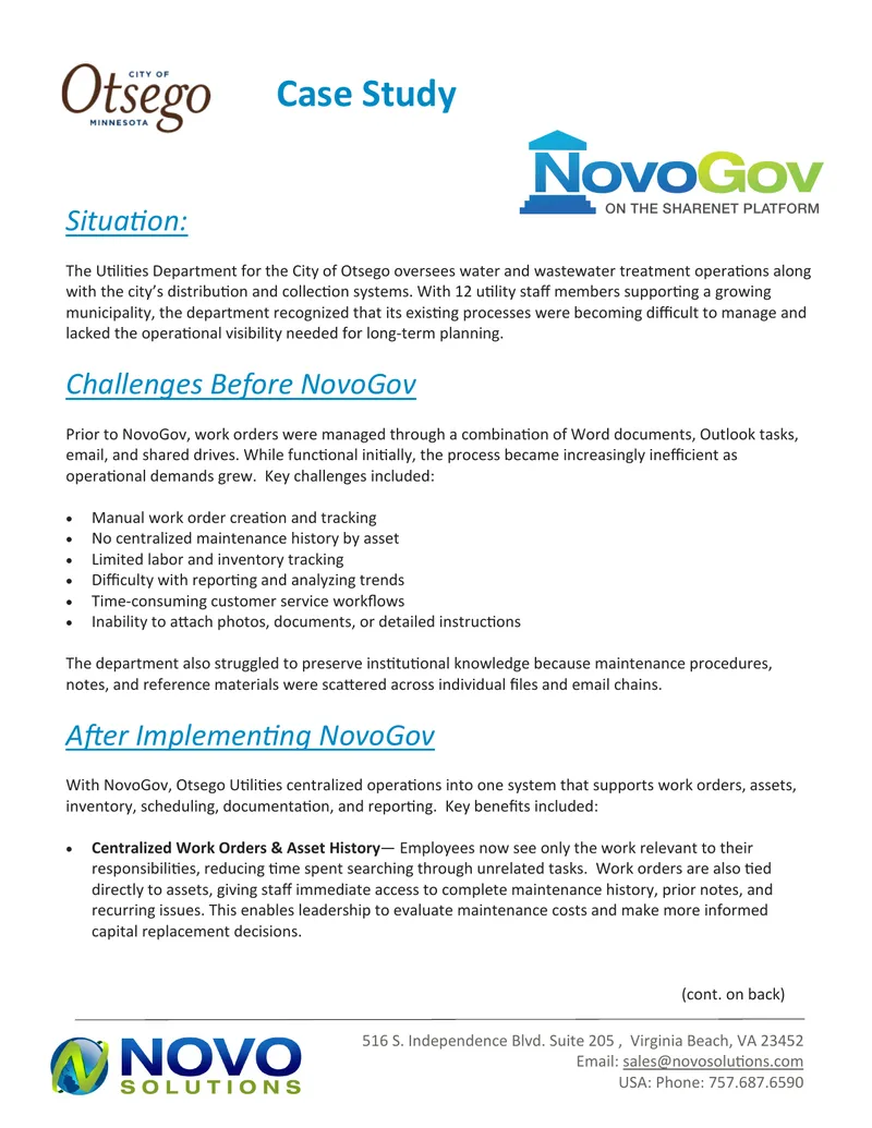 Otsego Utilities Department Case Study