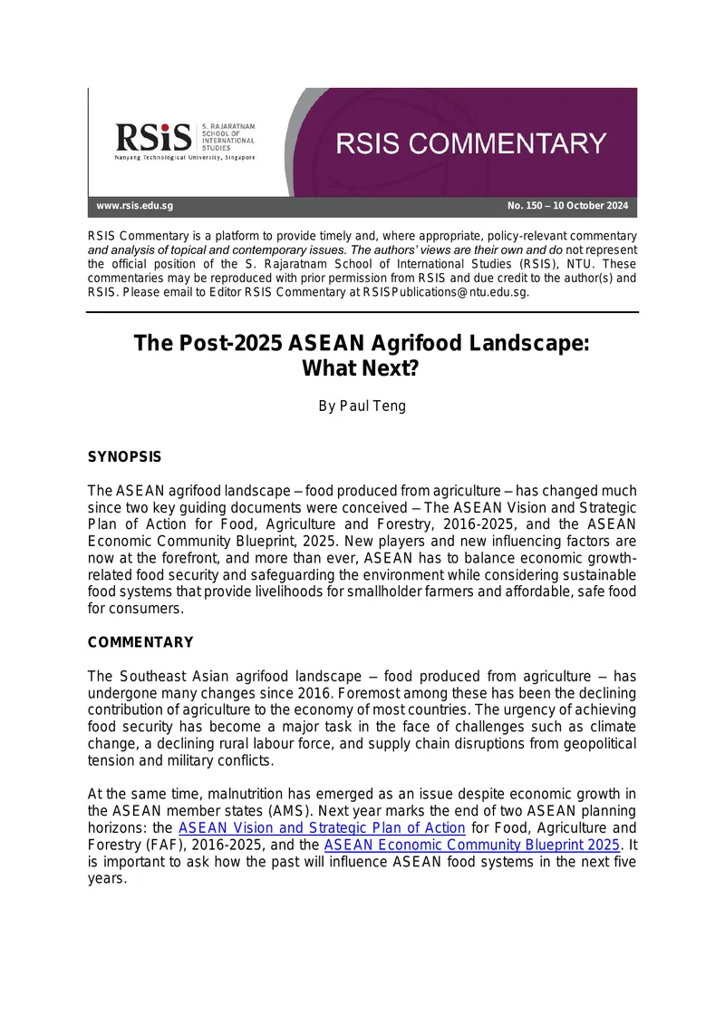 Post-2025 ASEAN Agrifood Landscape Analysis