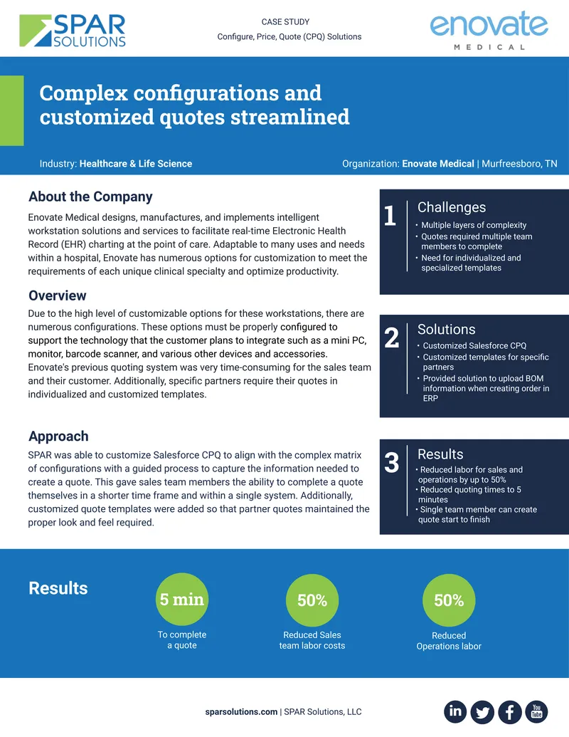 Enovate Medical Configure Price Quote Case Study