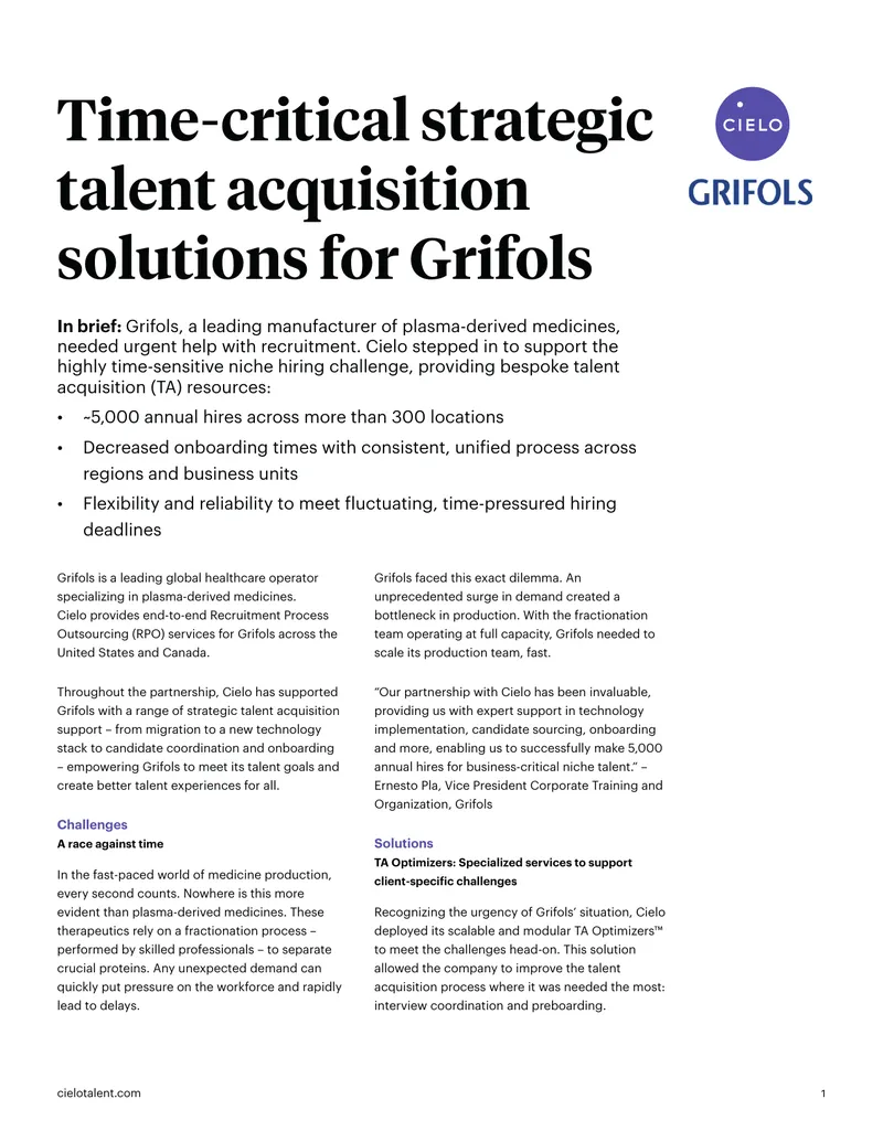 Talent Acquisition Support for Grifols