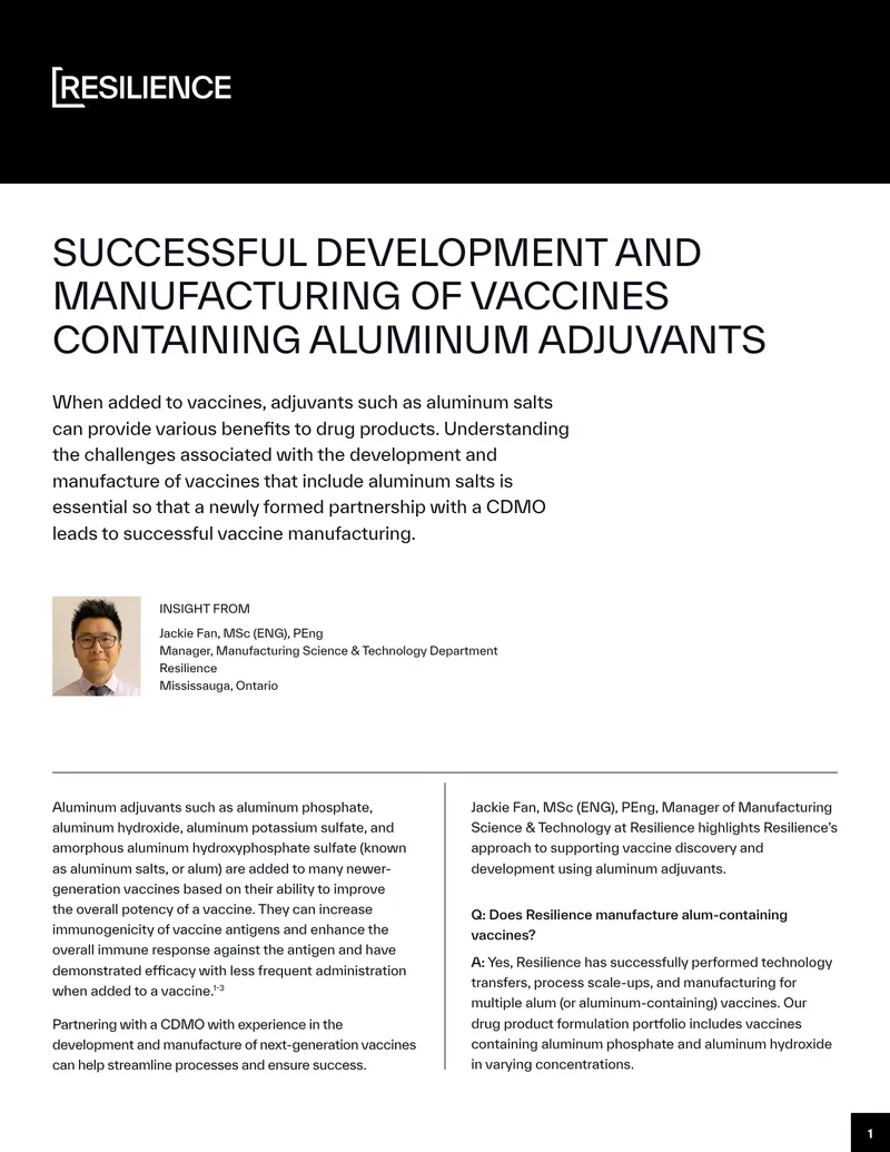 Development and Manufacturing of Aluminum Adjuvanted Vaccines