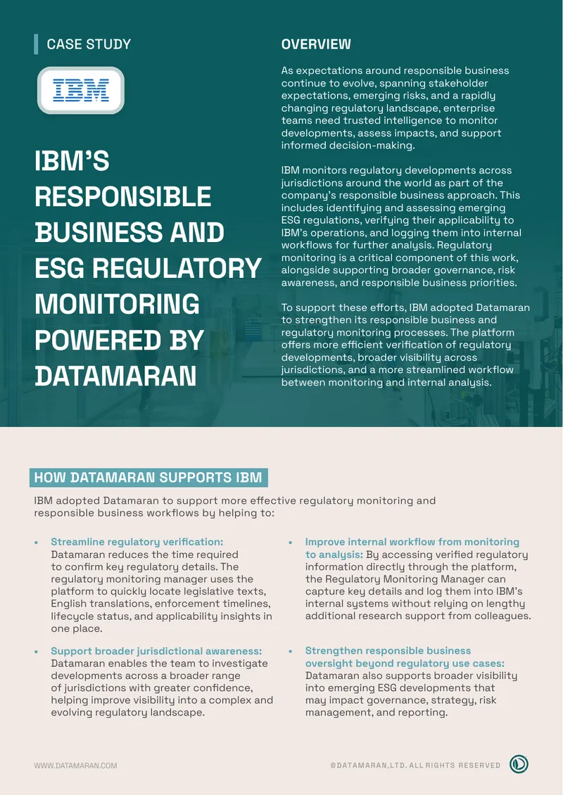 IBM's Responsible Business and ESG Regulatory Monitoring