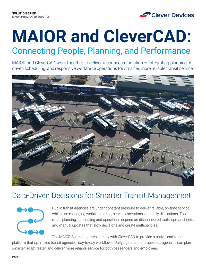 MAIOR Integrated Solution for Transit Management
