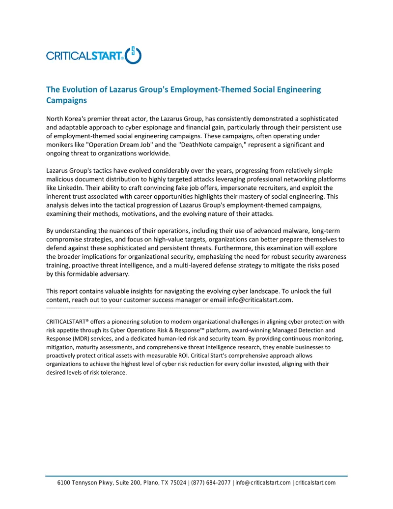 Evolution of Lazarus Group's Social Engineering Campaigns