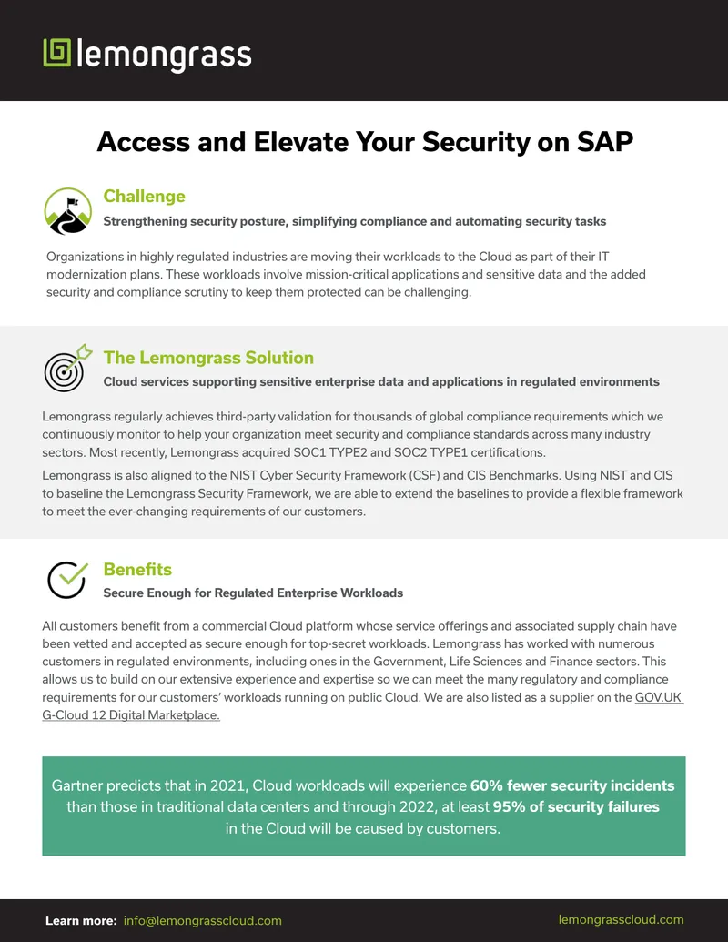 Cloud Security Framework for Regulated Industries