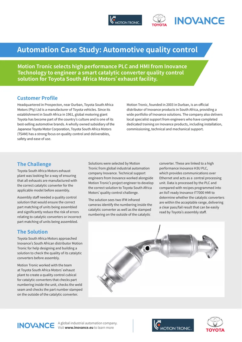 Catalytic Converter Quality Control Solution Case Study